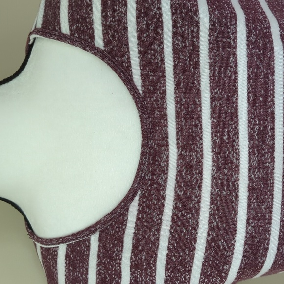 Pink Clover Striped Faux Button Back SS High Low Top L White Red Purple - Picture 6 of 15